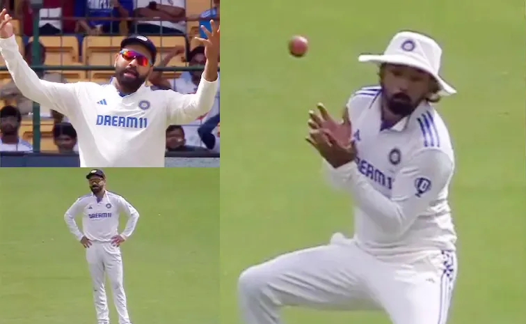 Ind vs NZ Kohli KL Rahul Comical Slip Fielding Makes Rohit Angry Fans Reacts