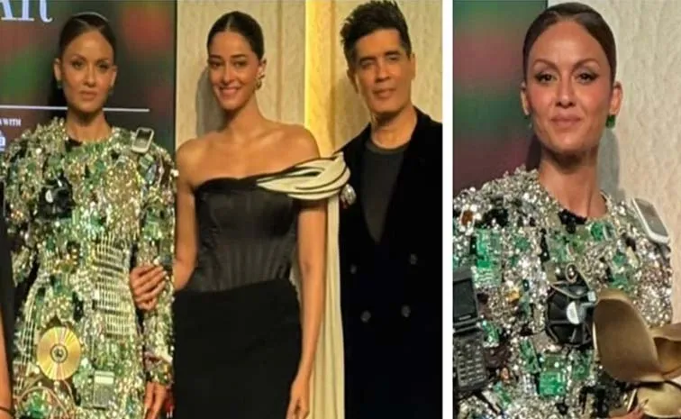 Natasha Poonawalla Wears Dress Made Out Of Old CDs Calculators Phones