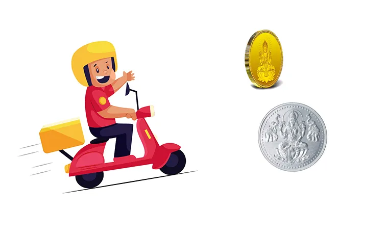 Swiggy Blinkit Bigbasket and Zepto Offering Gold Silver Coin Delivery in 10 Minutes This Dhanteras