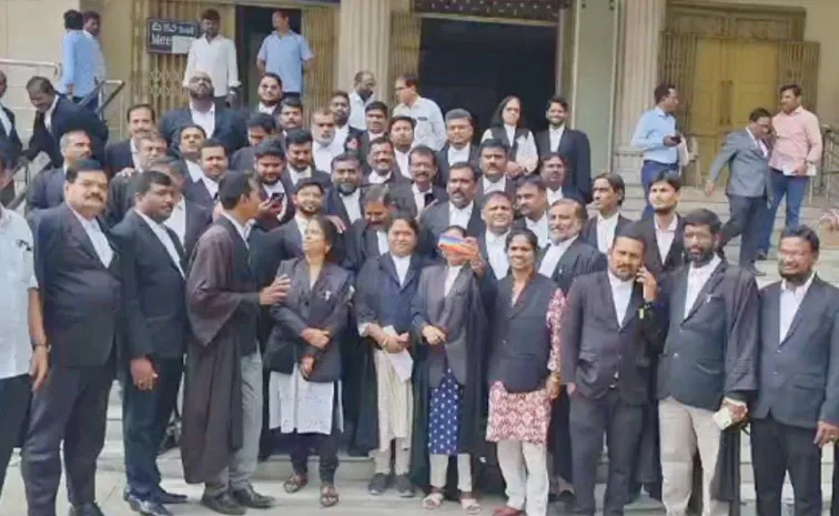 Lawyers protest at Telangana high court in Hyderabad