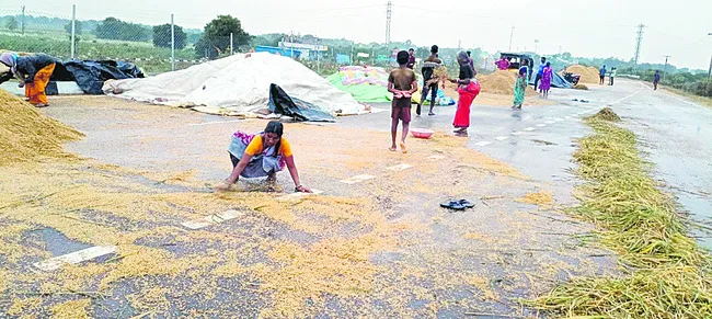 తడిసిన ధాన్యం.. రైతు దైన్యం