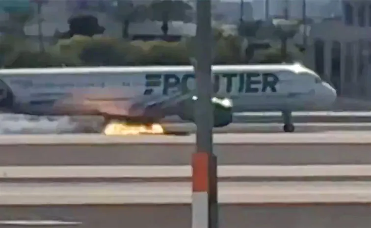 Aeroplane Catches Flames In california