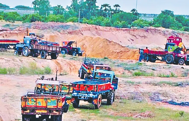 A TDP leader is selling the sand illegally