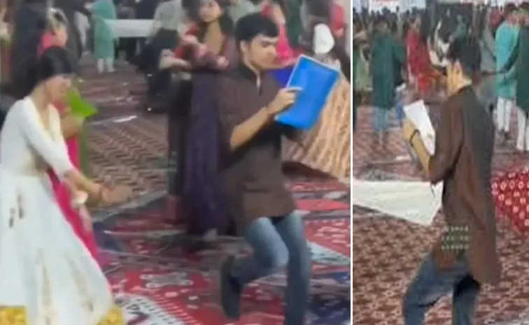 Dussehra 2024 a boy garba palying while reading book goes viral