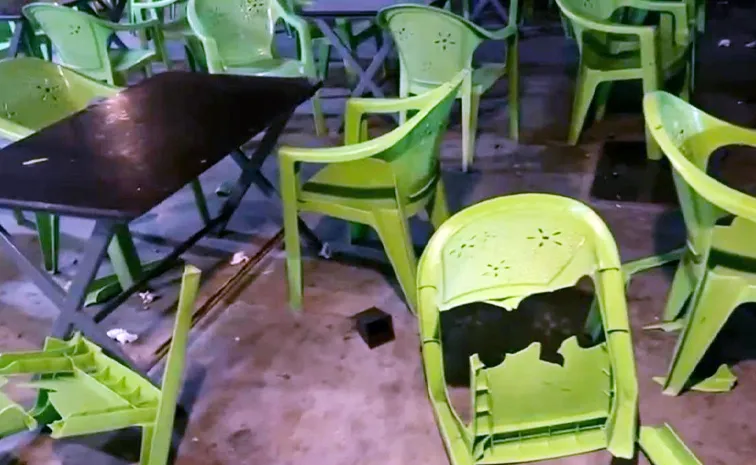 TDP Leaders Destroys The Furniture In The Bar In Narasaraopet