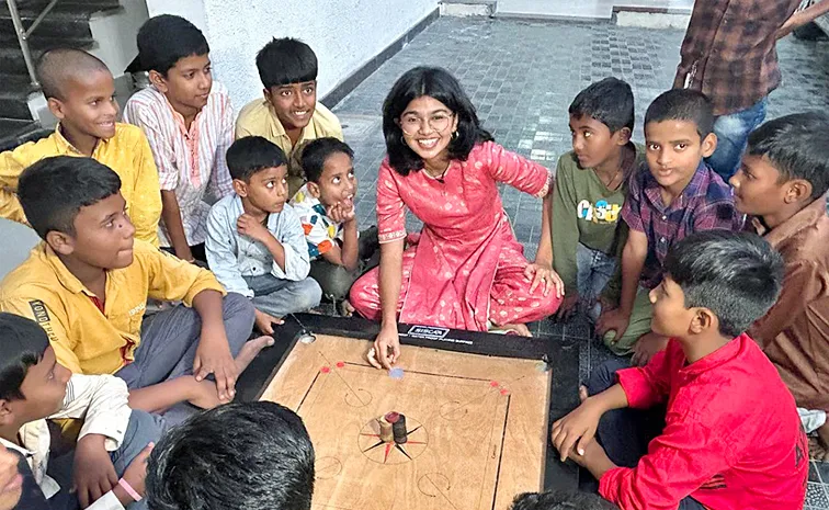 Director Sukumar daughter Sukriti in Valmiki Gurukulam shelter On Children Day