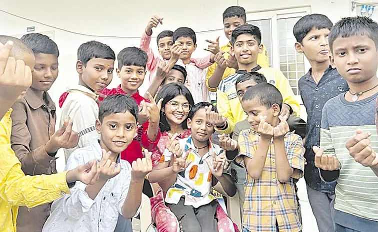 Director Sukumar daughter Sukriti in Valmiki Gurukulam shelter On Children Day