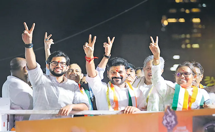 Telangana CM Reddy holds roadshow in support of Aaditya Thackeray in Mumbai