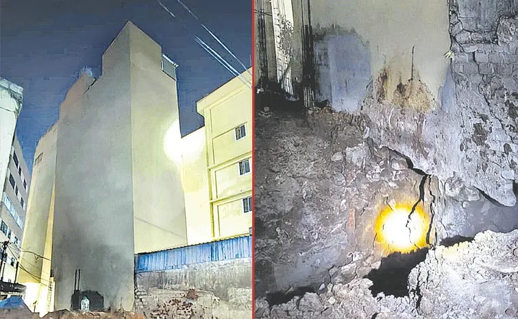 building damaged in gachibowli:  Telangana