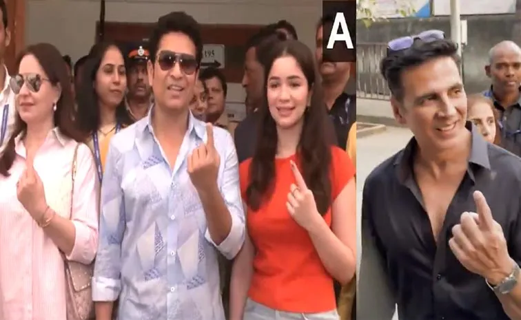 Sachin And Akshay Kumar Others Cast Their Votes In Maharashtra Assembly Elections