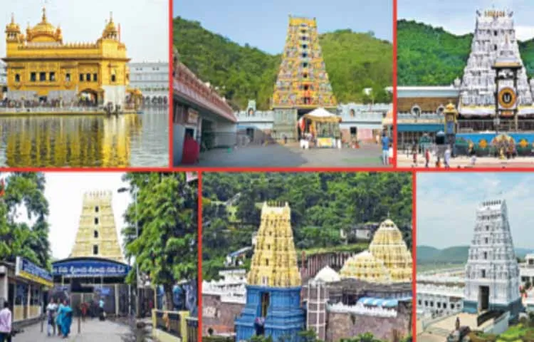 People queuing for temple tourism
