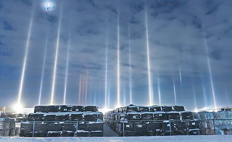 Mysterious pillars of light falling from the sky