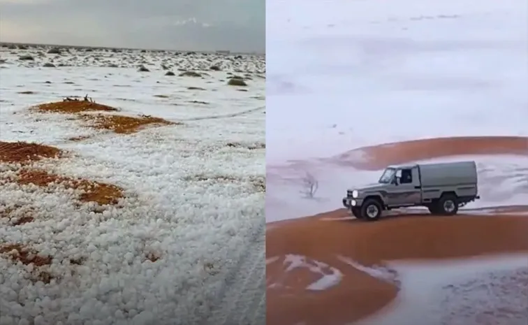 Saudi Arabian Desert Witnesses Snowfall