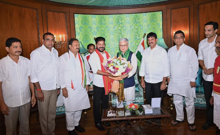 Cm Revanth Meets Governor Jishnu Dev Varma At Raj Bhavan