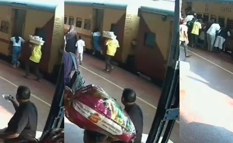 Young girl narrow escape at Kannur railway station in Kerala