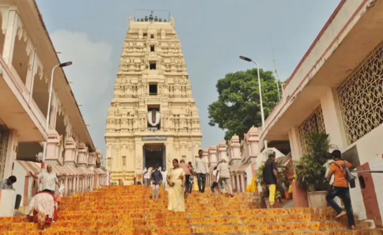 Drone Camera Flying At Dwaraka Tirumala Temple