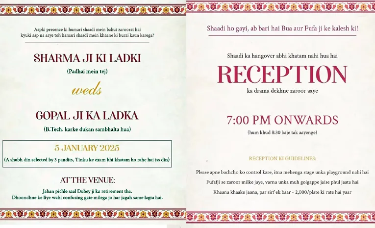 Indian wedding invite goes viral, delivering a hilarious roast of wedding guests