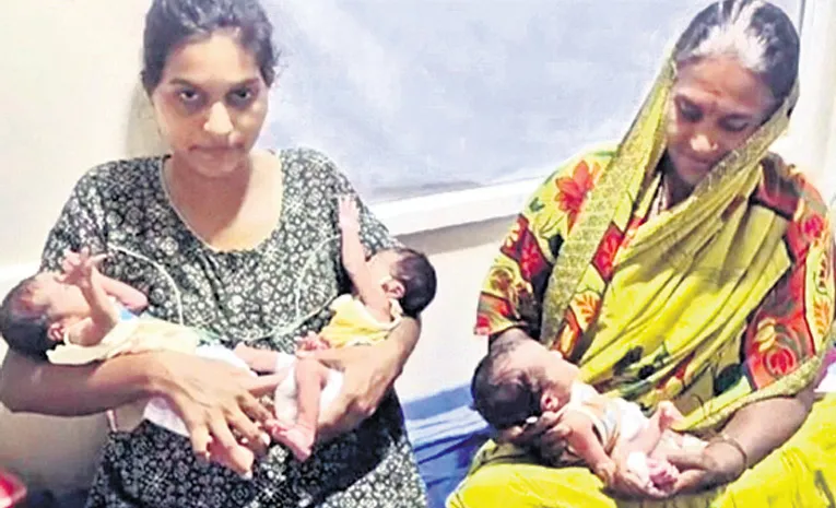 Three babies born at the same time in Karnatka