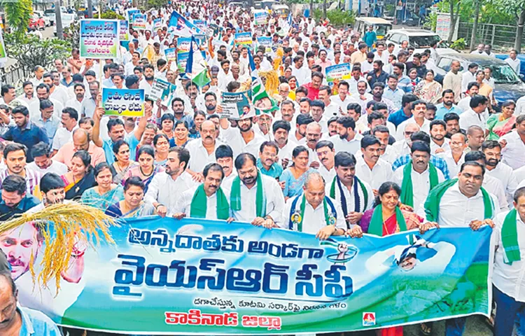 Farmers and YSRCP cadres hold rallies in district centers