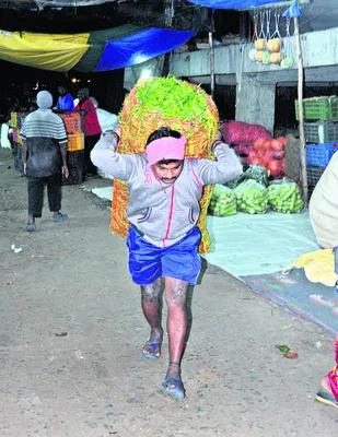 తెల్లవారుజామున 4 గంటలకు రైతు బజార్ లో కూరగాయలకు తీసుకెళుతున్న రైతు