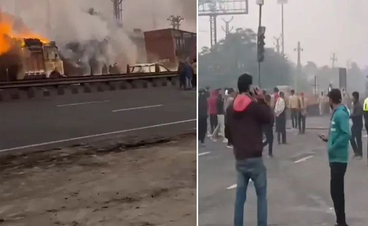 Many Vehicles Damaged Due To Fire Outside Jaipur Petrol Pump