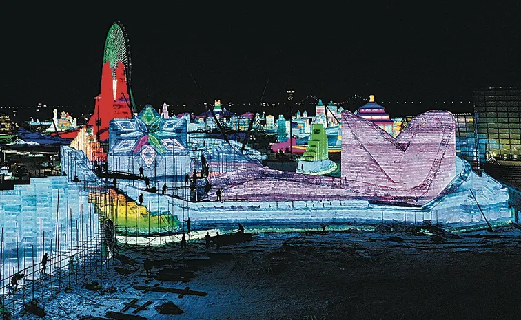 Harbin Ice Festival Ice festival by cutting the frozen river