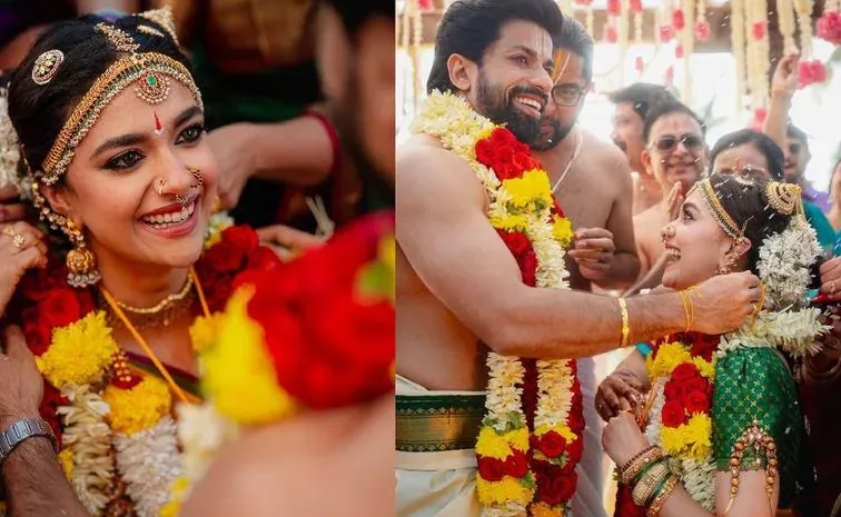 Keerthy Suresh wedding saress details going vial on social media