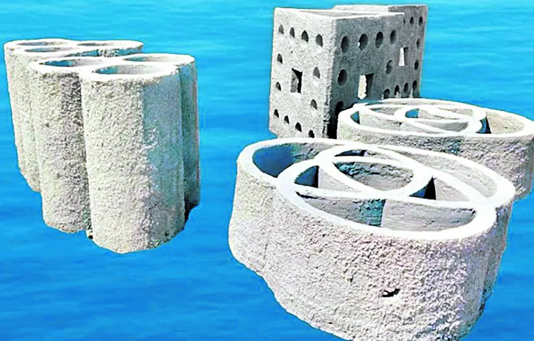 Artificial reefs along the coast