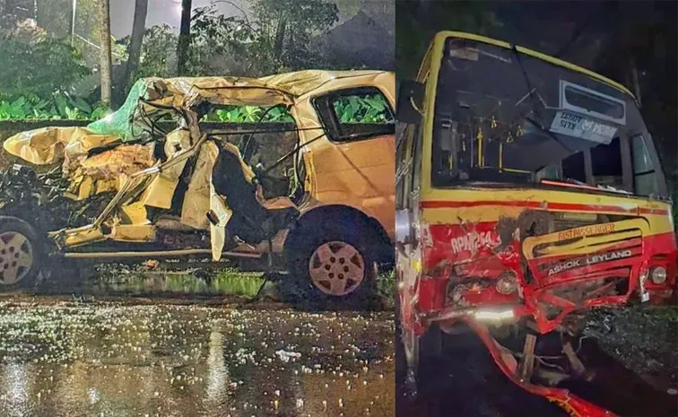 Kerala Five medical Students Killed in Alappuzha car bus Collision