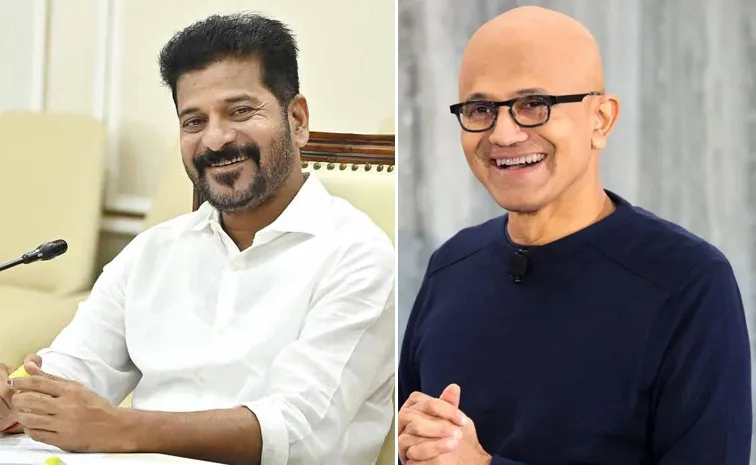 Telangana CM Revanth Reddy Meets Microsoft CEO Satya Nadella