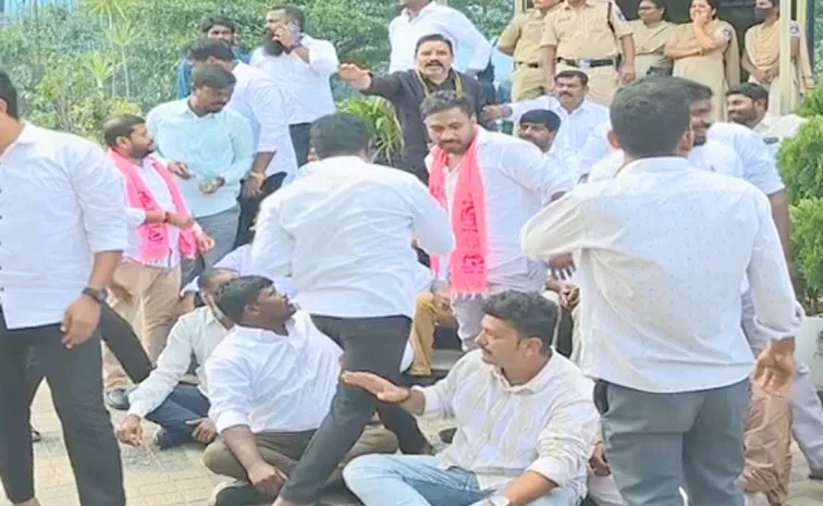 Harish Rao Arrest: Brs Protest Near Gachibowli Police Station