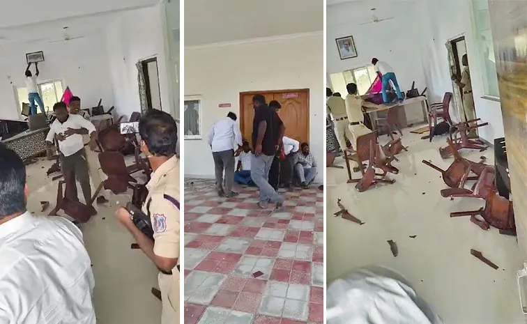 Clash Between Brs And Congress Workers In Bhuvanagiri