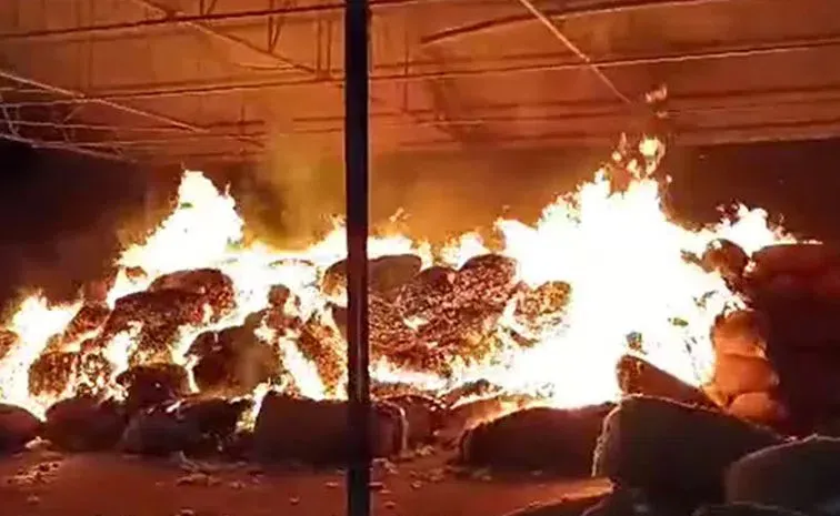 Fire Accident In Khammam Cotton Market Yard
