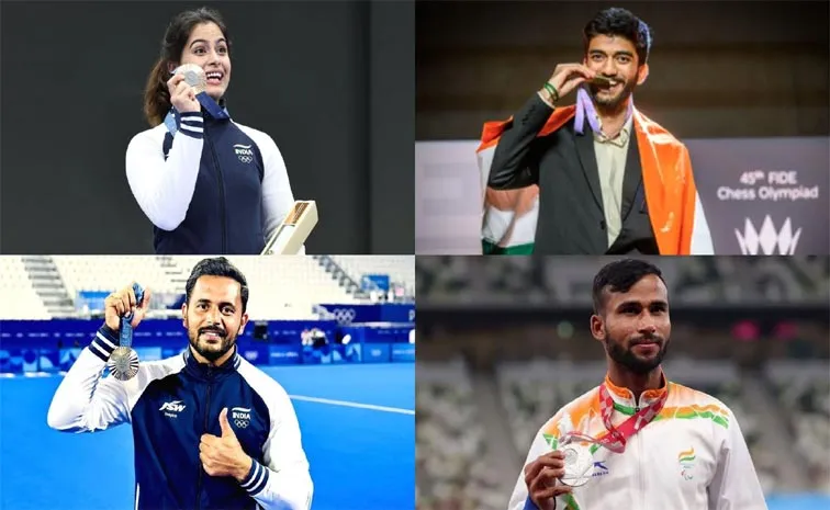 D Gukesh, Harmanpreet Singh, Manu Bhaker And Para Athlete Praveen Kumar  Receives Khel Ratna Awards From President Droupadi Murmu3