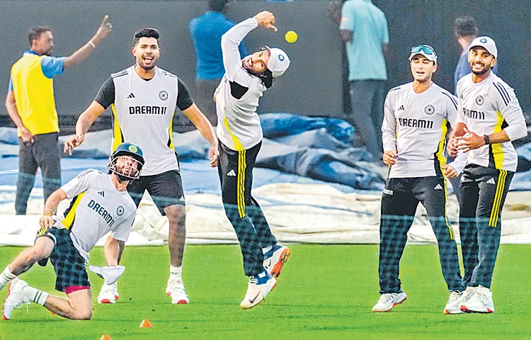 Indian cricket team in a practice session