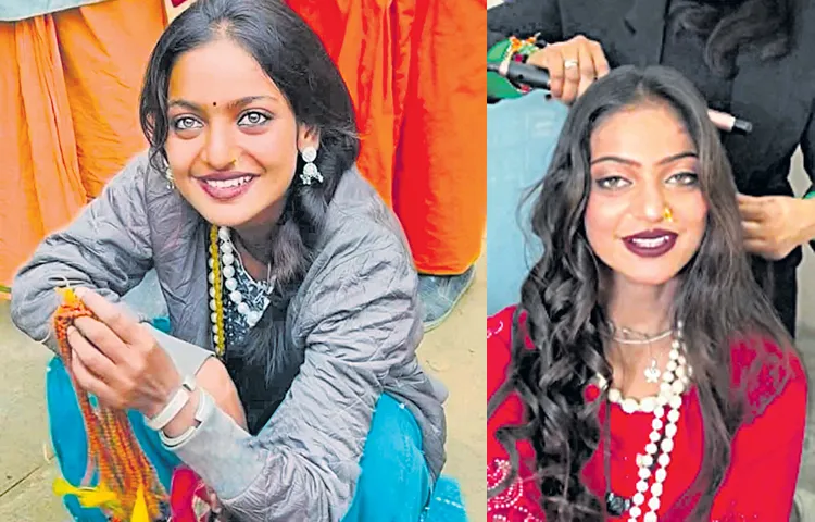 Young woman becomes center of attraction at Mahakumbh Mela