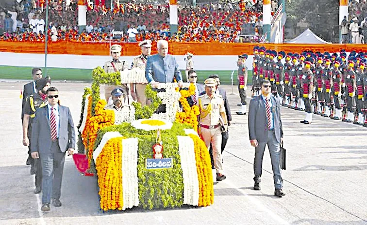 Andhra Governor Syed Abdul Nazeer unfurls National flag on 76th Republic Day