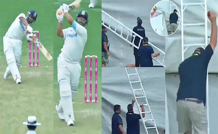 Rishabh Pants spectacular six forces ground staff to use ladder to retrieve the ball