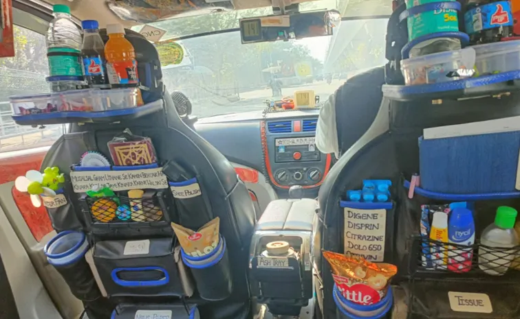 this cab is a whole business class flight Delhi cab driver offers free snacks Wi Fi perfume