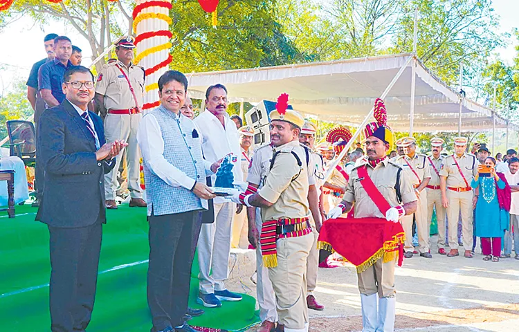 Sridhar Babu at the passing out parade of fire department driver operators