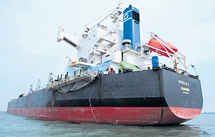 Stella El Panama ship docked at Kakinada port