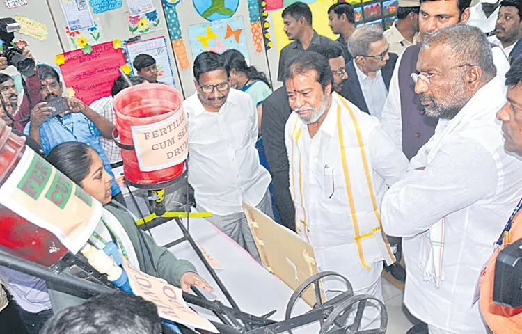 Minister Rajanarsimha at the state level science exhibition