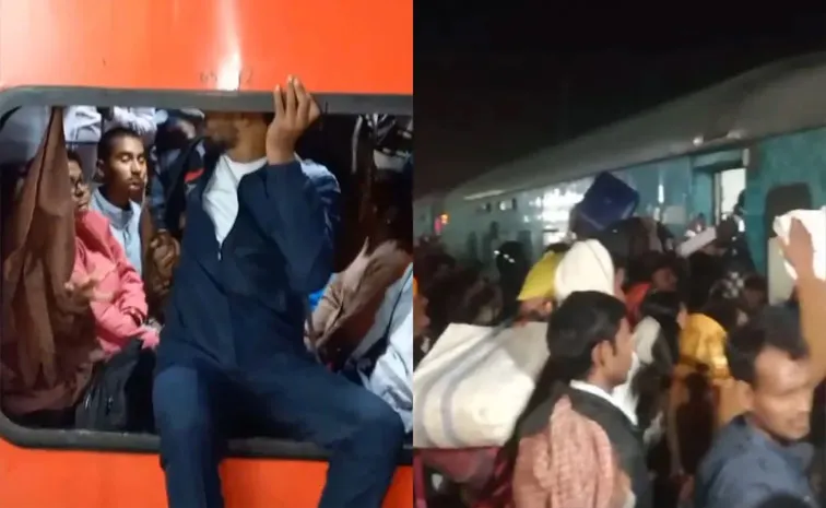 Huge Crowd at Bihar Railway Station to go to Mahakumbh Broke glass of Swatantrata Senani  Express AC Coach