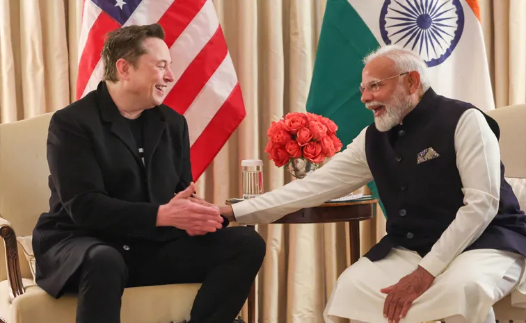 Narendra Modi met with Tesla CEO Elon Musk at Blair House in Washington, DC