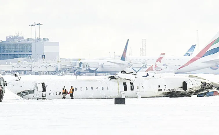 Toronto plane crash: Delta Airlines flight overturns on runway