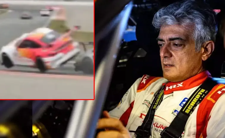 Ajith Car Crashes In Spain Car Racing