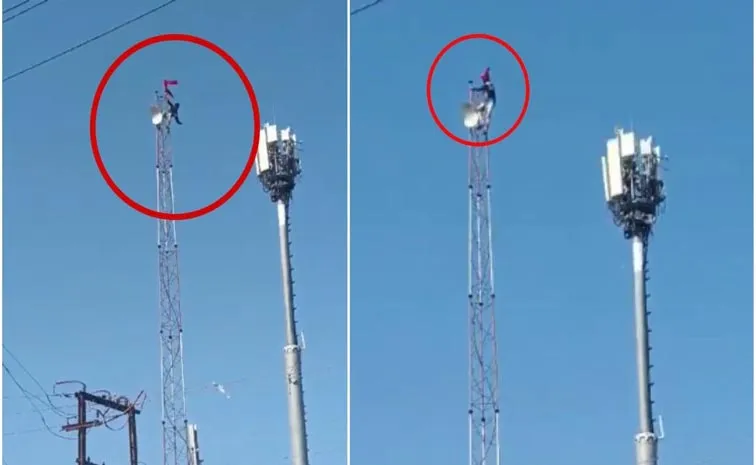 Bhopal man climbs 80 foot mobile tower while drunk in Madhya Pradesh 