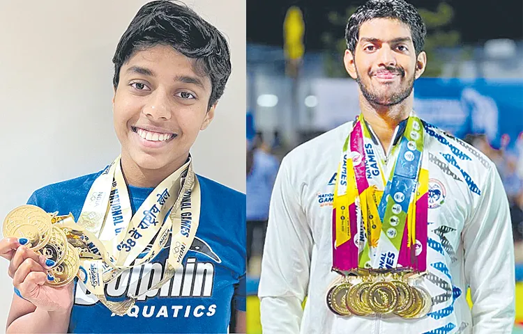 Karnataka swimmers win 9 gold medals each in the 38th National Games swimming event