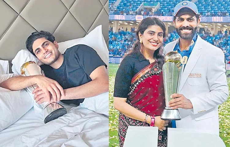 Indian cricketers celebrate Champions Trophy