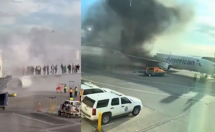 American Airlines Catches fire Denver International Airport